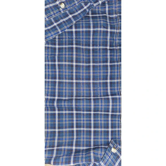 Banana Republic Mens Untucked Fit Navy Blue Plaid Button Down Shirt Large Casual - Picture 9 of 9